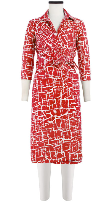 Hepburn Dress Shirt Collar 3/4 Sleeve Long Length Cotton Stretch (Thorn Branches)