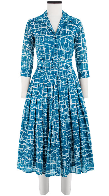 Audrey Dress #4 Shirt Collar 3/4 Sleeve Midi Length Cotton Musola (Thorn Branches)