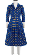 Audrey Dress #6 Shirt Collar 3/4 Sleeve Long Length Cotton Stretch (Tie Dye Gingham)