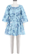 Cozette Dress Square Neck 3/4 Sleeve with Hamilton Belt Mini Length Cotton Musola (Tiger Toile Ground)