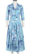 Zeller Dress Shirt Collar 3/4 Sleeve Midi Plus Length Cotton Musola (Tiger Toile Ground)