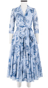 Aster Dress Shirt Collar 3/4 Sleeve Midi Length Cotton Musola (Tiger Toile Ground)
