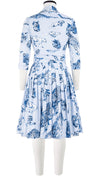 Audrey Dress #2 Shirt Collar 3/4 Sleeve Cotton Stretch (Tiger Toile Ground)
