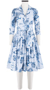 Audrey Dress #2 Shirt Collar 3/4 Sleeve Cotton Stretch (Tiger Toile Ground)