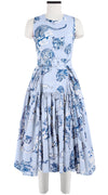 Clara Dress Crew Neck Sleeveless Long Length Cotton Stretch (Tiger Toile Ground)