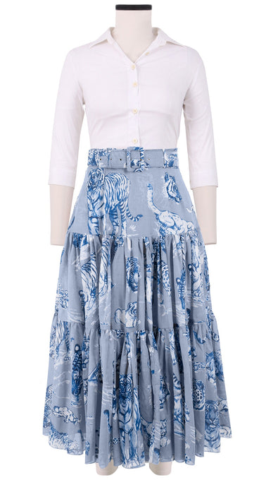Emma Skirt Midi Length Cotton Musola (Tiger Toile Ground)