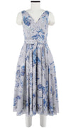 Vivien Dress #1 V Neck Sleeveless Midi Length Cotton Musola (Tiger Toile Ground)