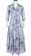 Zeller Dress Shirt Collar 3/4 Sleeve Midi Plus Length Cotton Musola (Tiger Toile Ground)