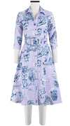 Abel Dress Shirt Collar 3/4 Sleeve with Hamilton Belt Long Length Linen (Tiger Toile Ground)