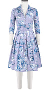 Audrey Dress #1 Shirt Collar 3/4 Sleeve Cotton Stretch (Tiger Toile Ground)