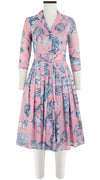Audrey Dress #4 Shirt Collar 3/4 Sleeve Long Length Cotton Musola (Tiger Toile Ground)