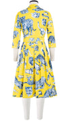 Audrey Dress #1 Shirt Collar 3/4 Sleeve Cotton Stretch (Tiger Toile Ground)