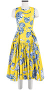 Clara Dress Crew Neck Sleeveless Long Length Cotton Stretch (Tiger Toile Ground)