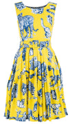 Rose Dress Boat Neck Sleeveless Cotton Stretch (Tiger Toile Ground)