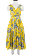 Vivien Dress #1 V Neck Sleeveless Midi Length Cotton Musola (Tiger Toile Ground)