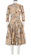 Florance Dress Crew Neck 3/4 Sleeve Long Length Cotton Stretch (Tiger Toile Multi)