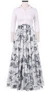 Mia Skirt with Hamilton Belt Maxi Length Cotton Musola (Tiger Toile White)