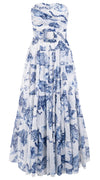 Mia Dress Tube Strapless with Hamilton Belt Maxi Length Cotton Musola (Tiger Toile White)