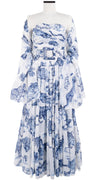 Mia Dress Tube Strapless with Hamilton Belt Maxi Length Cotton Musola (Tiger Toile White)