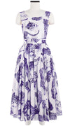 Aster Dress Boat Neck Sleeveless Midi Length Cotton Musola (Tiger Toile White)