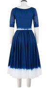 Aster Dress Boat Neck 1/2 Sleeve Midi Length Cotton Musola (White Border Tie Dye)