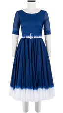 Aster Dress Boat Neck 1/2 Sleeve Midi Length Cotton Musola (White Border Tie Dye)