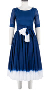Aster Dress Boat Neck 1/2 Sleeve Midi Length Cotton Musola (White Border Tie Dye)