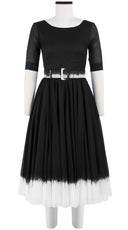 Aster Dress Boat Neck 1/2 Sleeve Midi Length Cotton Musola (White Border Tie Dye)