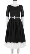 Aster Dress Boat Neck 1/2 Sleeve Midi Length Cotton Musola (White Border Tie Dye)
