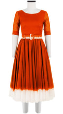 Aster Dress Boat Neck 1/2 Sleeve Midi Length Cotton Musola (White Border Tie Dye)
