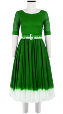 Aster Dress Boat Neck 1/2 Sleeve Midi Length Cotton Musola (White Border Tie Dye)