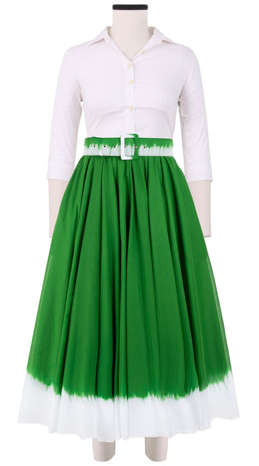 Aster Skirt #1 with Belt Midi Length Cotton Musola (White Border Tie Dye)