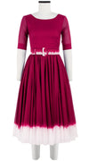 Aster Dress Boat Neck 1/2 Sleeve Midi Length Cotton Musola (White Border Tie Dye)