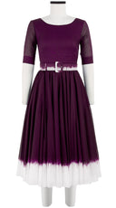 Aster Dress Boat Neck 1/2 Sleeve Midi Length Cotton Musola (White Border Tie Dye)