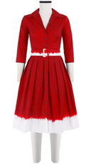 Audrey Dress #1 Shirt Collar 3/4 Sleeve Cotton Stretch (White Border Tie Dye)