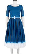 Aster Dress Boat Neck 1/2 Sleeve Midi Length Cotton Musola (White Border Tie Dye)