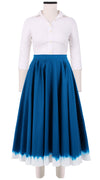 Aster Skirt Midi Length Cotton Stretch (White Border Tie Dye)