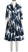 Audrey Dress #2 Shirt Collar 3/4 Sleeve Cotton Stretch (Wisteria Blossom)