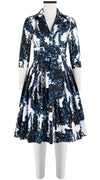 Audrey Dress #2 Shirt Collar 3/4 Sleeve Cotton Stretch (Wisteria Blossom)