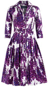 Audrey Dress #2 Shirt Collar 3/4 Sleeve Cotton Stretch (Wisteria Blossom)