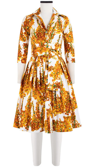 Audrey Dress #2 Shirt Collar 3/4 Sleeve Cotton Stretch (Wisteria Blossom)