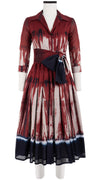 Audrey Dress #4 Shirt Collar 3/4 Sleeve Midi Length Cotton Musola (Zanzibar Tie Dye)