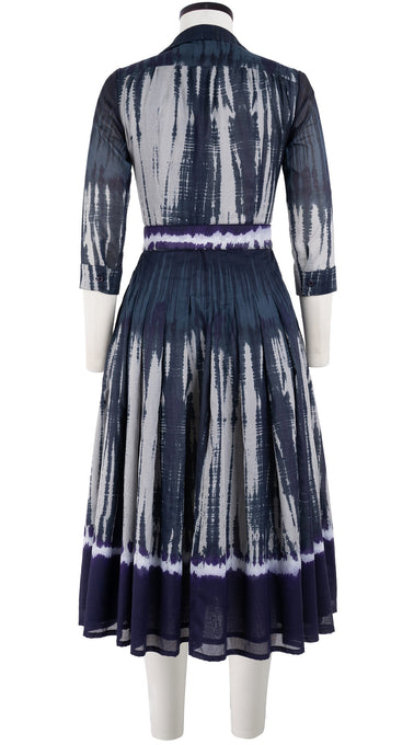 Audrey Dress #4 Shirt Collar 3/4 Sleeve Midi Length Cotton Musola (Zanzibar Tie Dye)