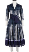 Audrey Dress #4 Shirt Collar 3/4 Sleeve Midi Length Cotton Musola (Zanzibar Tie Dye)