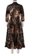 Audrey Dress #4 Shirt Collar 3/4 Sleeve Midi Length Wool Musola (Zebra Leopard)